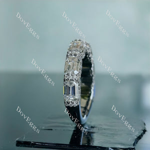 Doveggs emerald art deco pave moissanite/Lab grown diamond wedding band-2.5mm band width