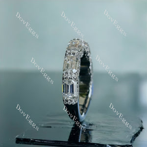 Doveggs emerald art deco pave moissanite wedding band-2.5mm band width