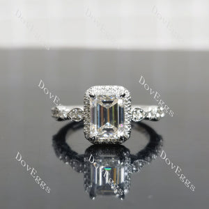 (size 5.5-6.5)Doveggs sterling silver 2ct Emerald moissanite engagement ring