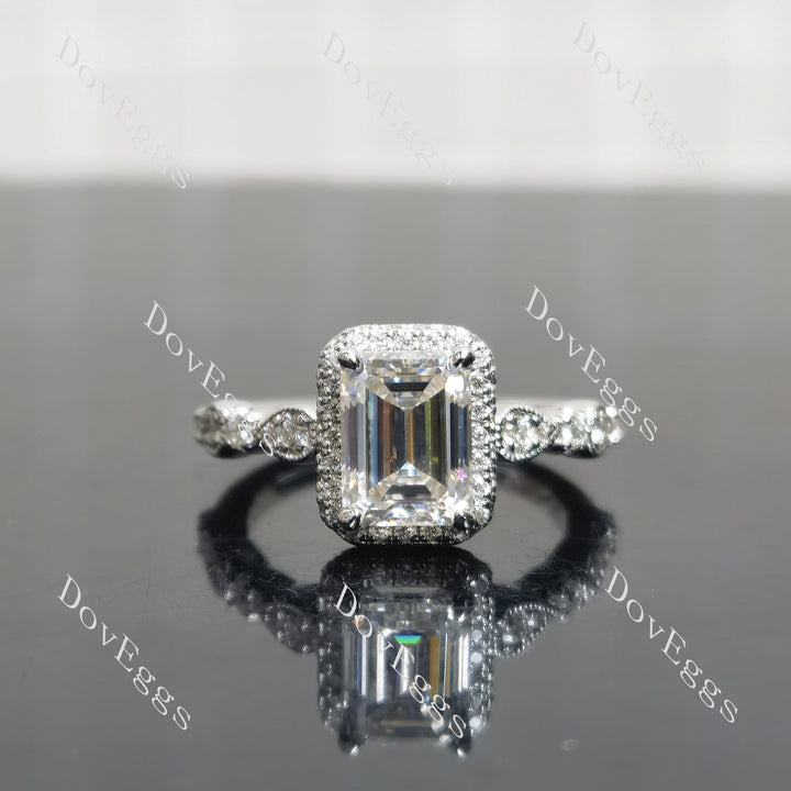 (size 5.5-6.5)Doveggs sterling silver 2ct Emerald moissanite engagement ring