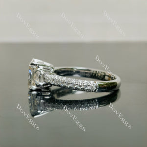 Doveggs Radiant Pave Side Stones Half Eternity Lab Grown Diamond Engagement Ring