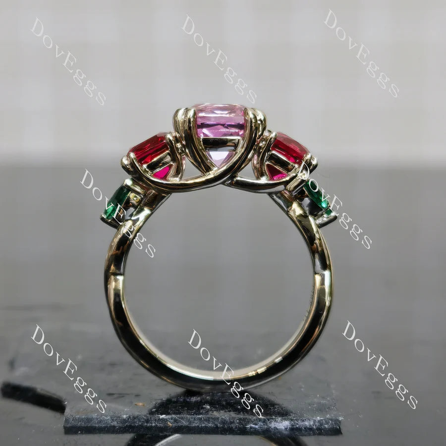 Doveggs art deco three stones engagement ring only semi-mount only(Exclusively to DovEggs Stones)