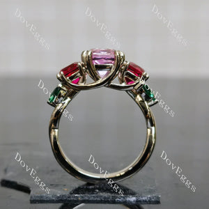 Doveggs art deco three stones engagement ring only semi-mount only(Exclusively to DovEggs Stones)