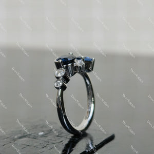 (size 3)Doveggs round blue sapphire stone engagement SS ring