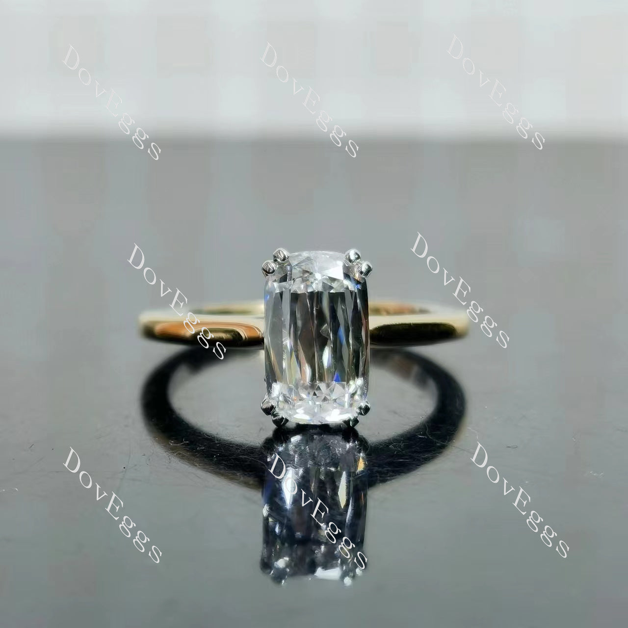 Doveggs cushion solitaire moissanite engagement ring