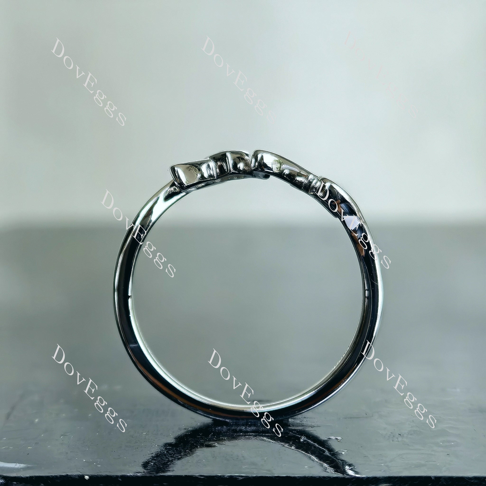 Doveggs heart letters moissanite wedding band-2.1mm band width