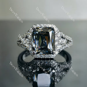 Doveggs criss cut art deco stardust grey moissanite engagement ring