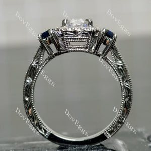 Doveggs halo pave side stones vintag engagement ring semi-mount only(Exclusively to DovEggs Stones)