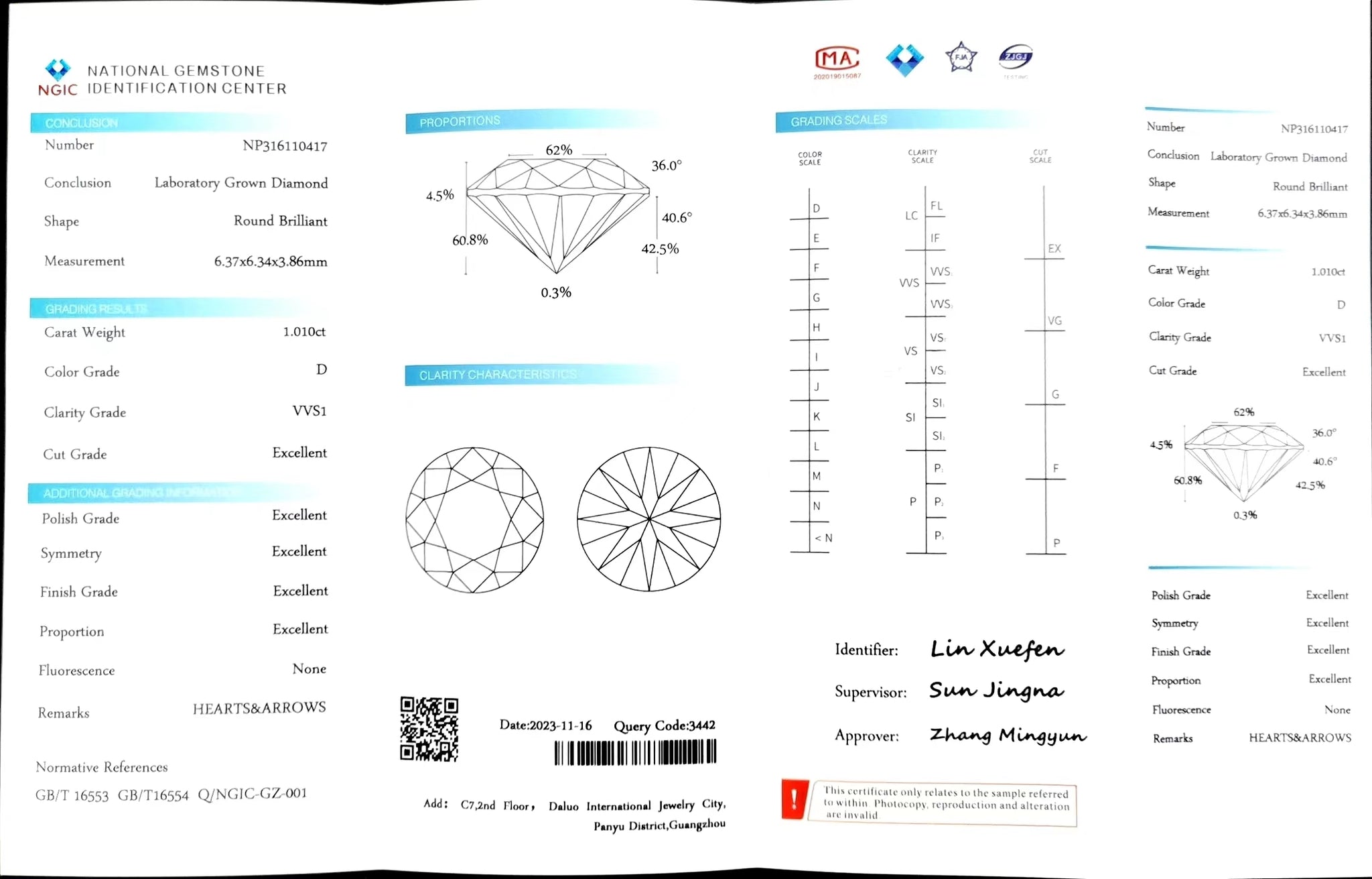 Doveggs 1.01ct round D color VVS1 Clarity Excellent cut lab diamond stone(certified)