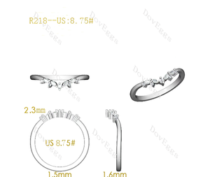 Doveggs marquise round art deco moissanite/lab grown diamond wedding band-1.6mm band width