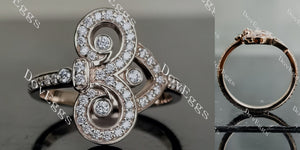 Fleur-de-lis round pave moissanite/lab grown diamond wedding band-2.2mm band width