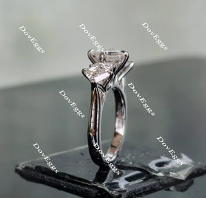 GRETZYA three stones engagement ring only semi-mount only(Exclusively to DovEggs Stones)