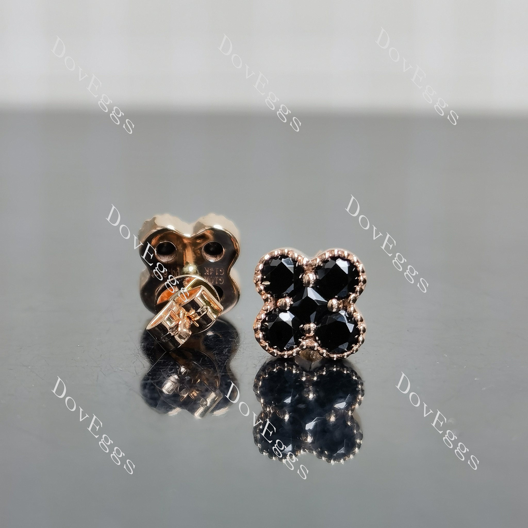 Doveggs round four leaf clover colored gem push back earrings