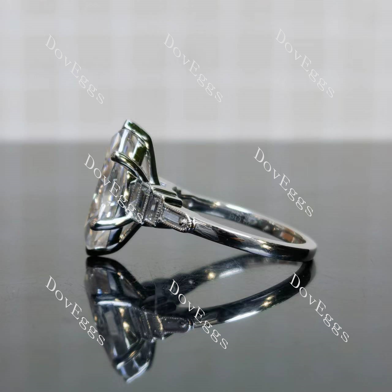 Doveggs Marquise Modified H&A cut pave side stones moissanite engagement ring