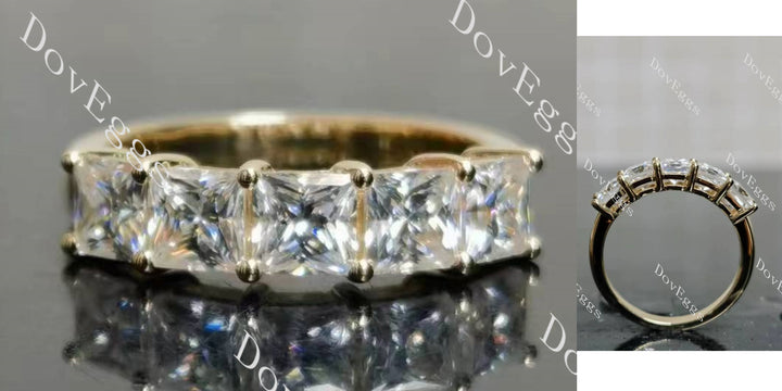 Doveggs five stone princess moissanite /Lab grown diamond wedding band/moissanite ring-2.6mm band width - DovEggs-Seattle