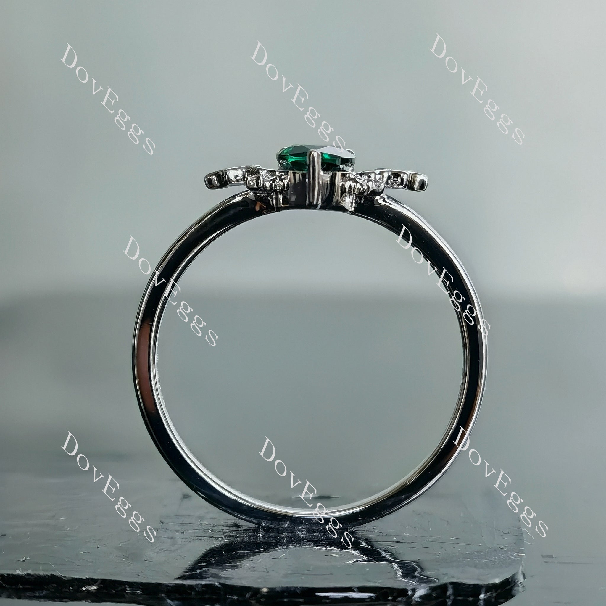 Doveggs pear bat colored gem engagement ring