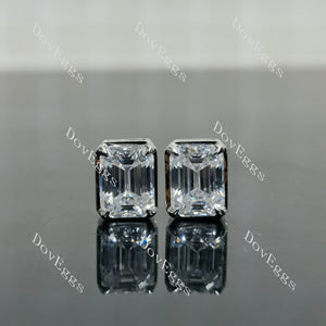 Doveggs emmerald pave bezel moissanite push back/screw back earrings