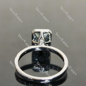 (size 7.5) Doveggs sterling silver pave emerald/princess moissanite ring