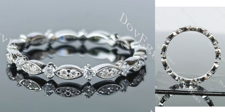 Round art deco full eternity moissanite/lab grown diamond wedding bands-2.0mm band width|DovEggs