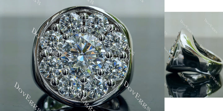 round floral moissanite engagement ring
