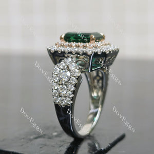 (size 7.5) Doveggs sterling silver 3ct emerald colored gem engagement ring