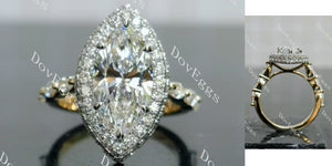 marquise halo pave vintage moissanite engagement ring