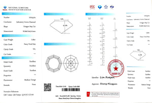 NGIC certificate for 2.56ct modified octagon fancy vivid pink VS1 lab diamond