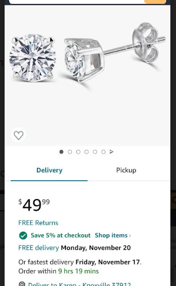 Price match for Amazon earring