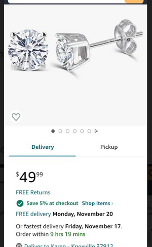 Price match for Amazon earring