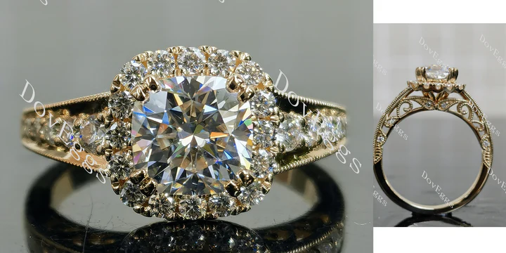 Doveggs pave halo half eternity engagement ring semi-mount only(Exclusively to DovEggs Stones) - DovEggs-Seattle