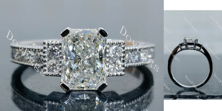 Doveggs art deco side stones engagement ring semi-mount only(Exclusively to DovEggs Stones)