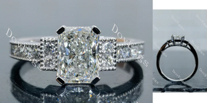 Doveggs art deco side stones engagement ring semi-mount only(Exclusively to DovEggs Stones)