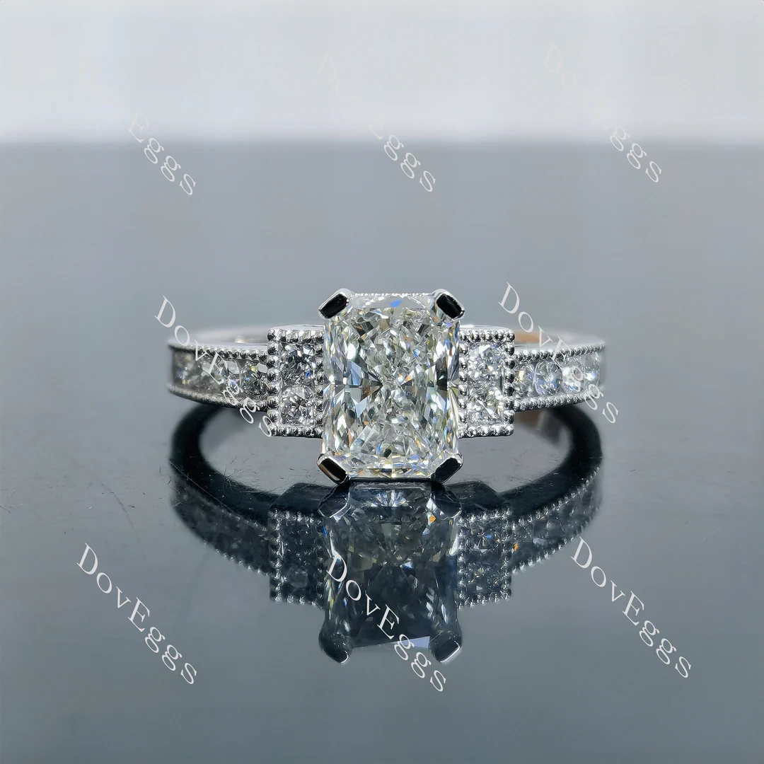 Doveggs art deco side stones engagement ring semi-mount only(Exclusively to DovEggs Stones)