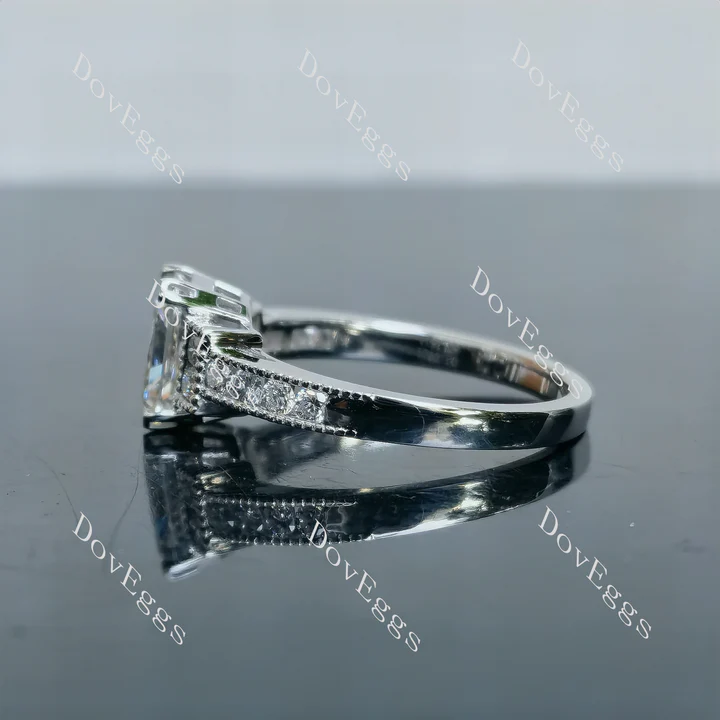 Doveggs art deco side stones engagement ring semi-mount only(Exclusively to DovEggs Stones)