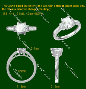 Doveggs art deco side stones engagement ring semi-mount only(Exclusively to DovEggs Stones)