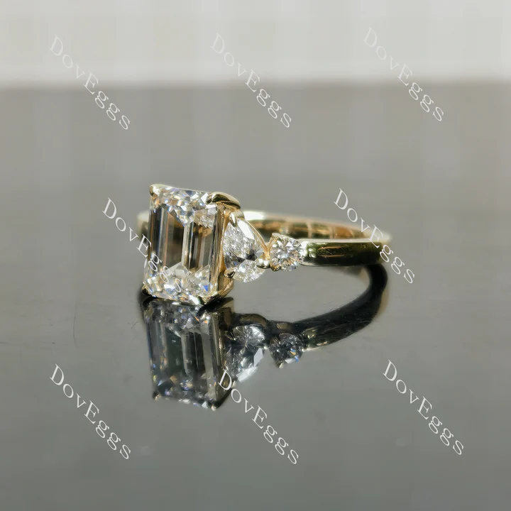 Doveggs three stones eternity engagement ring semi-mount only(Exclusively to DovEggs Stones)