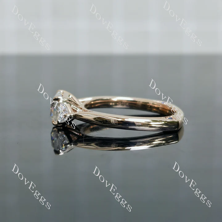 Doveggs three-stones eternity engagement ring semi-mount only(Exclusively to DovEggs Stones)