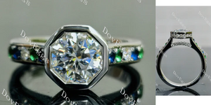 Doveggs bezel pave engagement ring semi-mount only(Exclusively to DovEggs Stones)