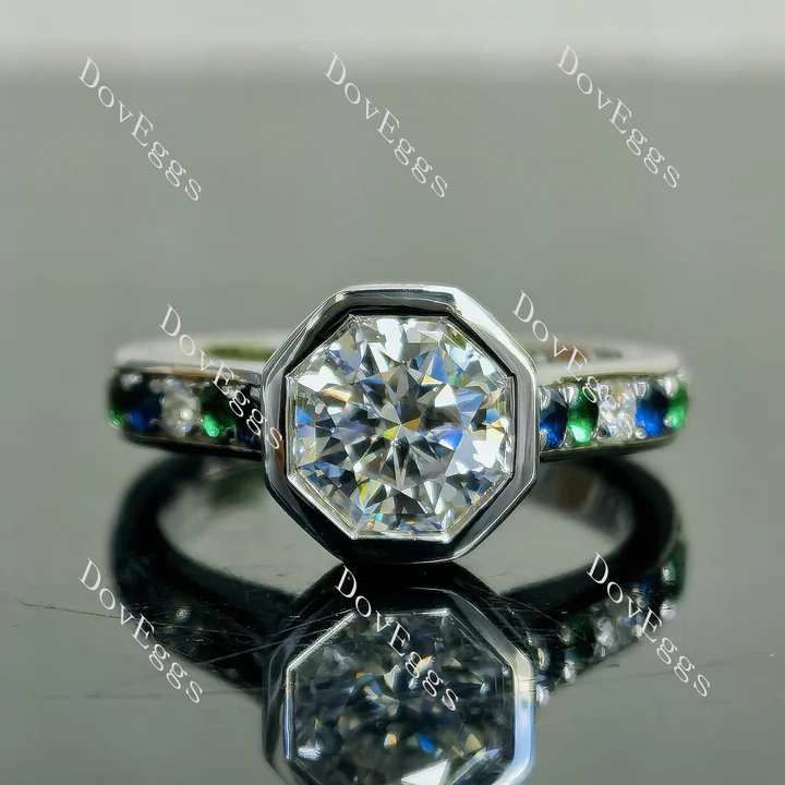 Doveggs bezel pave engagement ring semi-mount only(Exclusively to DovEggs Stones)