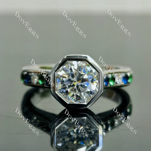 Doveggs bezel pave engagement ring semi-mount only(Exclusively to DovEggs Stones)
