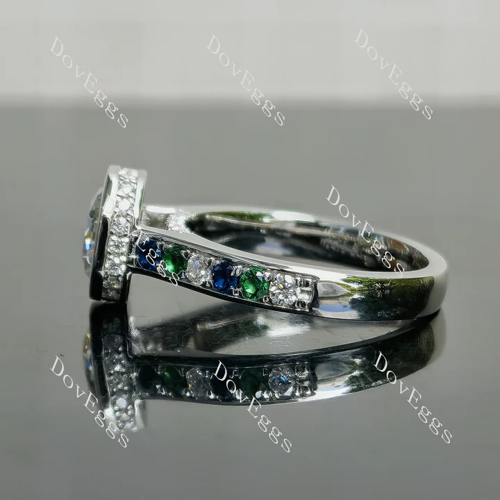 Doveggs bezel pave engagement ring semi-mount only(Exclusively to DovEggs Stones)