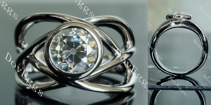 DovEggs solitaire bezel split shank engagement ring only semi-mount only(Exclusively to DovEggs Stones) - DovEggs-Seattle