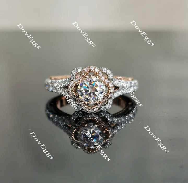 Doveggs flower shape pave engagement ring only semi-mount only(Exclusively to DovEggs Stones) - DovEggs-Seattle