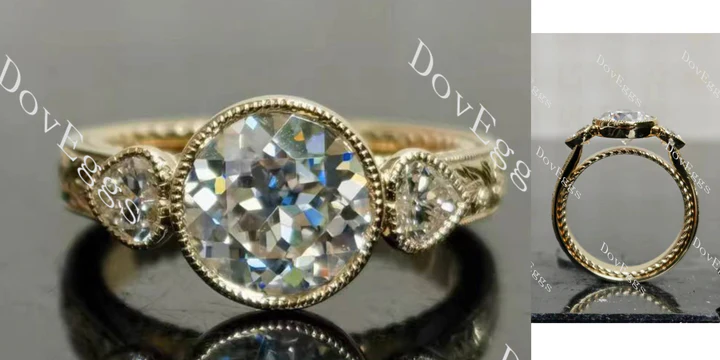 Tin's'Ohana bezel three stones engagement ring only semi-mount only(Exclusively to DovEggs Stones) - DovEggs-Seattle