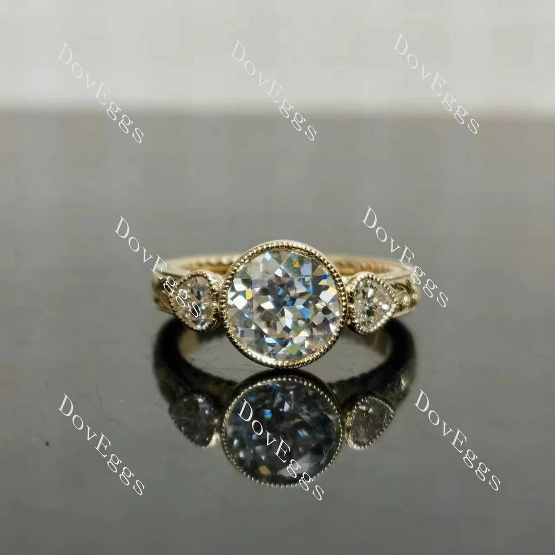 Tin's'Ohana bezel three stones engagement ring only semi-mount only(Exclusively to DovEggs Stones)