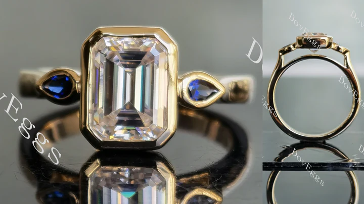 Doveggs bezel three stones engagement ring only semi-mount only(Exclusively to DovEggs Stones)