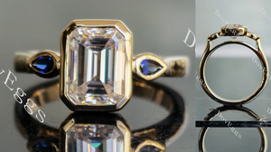 Doveggs bezel three stones engagement ring only semi-mount only(Exclusively to DovEggs Stones)