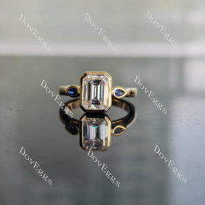 Doveggs bezel three stones engagement ring only semi-mount only(Exclusively to DovEggs Stones)
