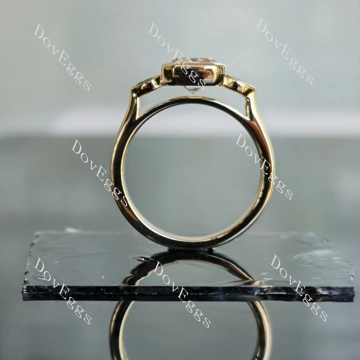 Doveggs bezel three stones engagement ring only semi-mount only(Exclusively to DovEggs Stones)