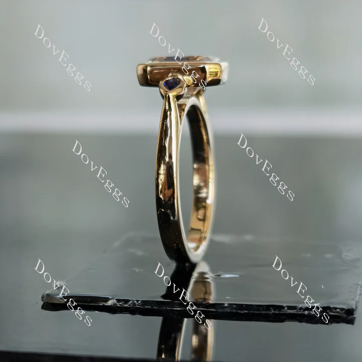 Doveggs bezel three stones engagement ring only semi-mount only(Exclusively to DovEggs Stones)